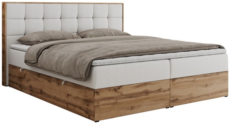 Łóżko kontynentalne MKS Meble ALBERO 1 120x200 H3 Biały ecoskóra 1szt.