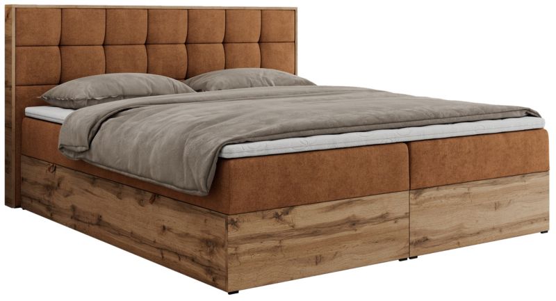 Łóżko kontynentalne MKS Meble ALBERO 1 140x200 H3 Pomarańczowy struktura 1szt.