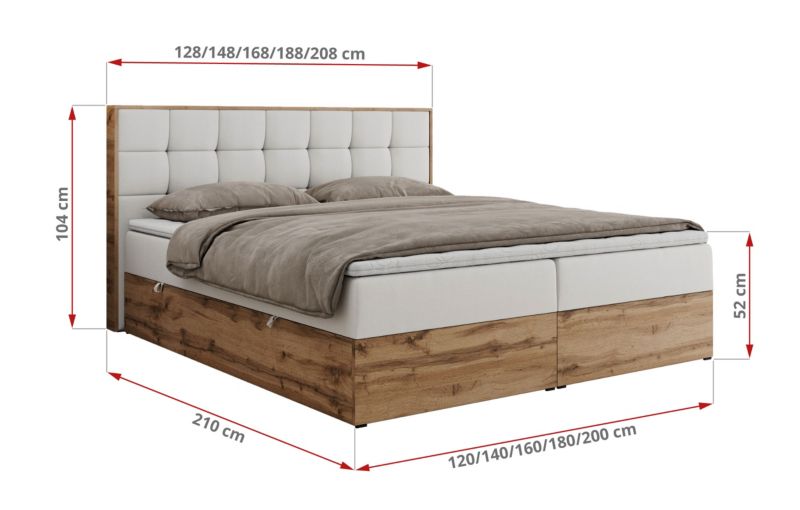 Łóżko kontynentalne MKS Meble ALBERO 1 140x200 H4 Biały ecoskóra 1szt.