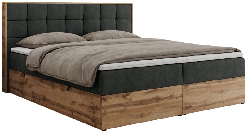 Łóżko kontynentalne MKS Meble ALBERO 1 160x200 H3 Ciemnoszary struktura 1szt.