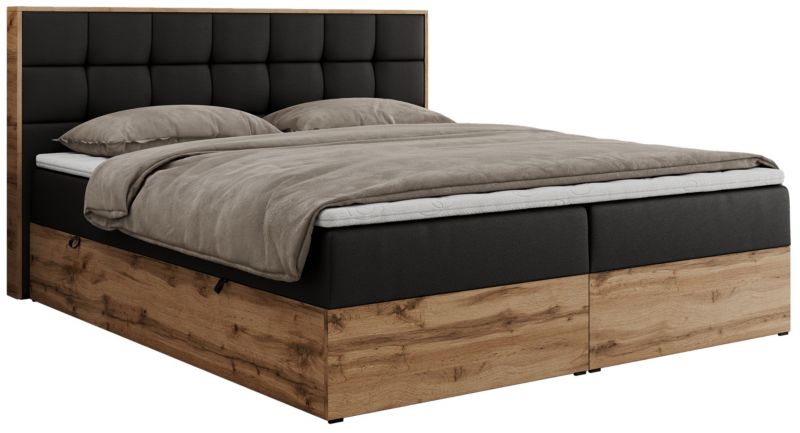 Łóżko kontynentalne MKS Meble ALBERO 1 160x200 H3 Czarny ecoskóra 1szt.