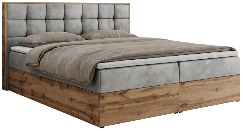 Łóżko kontynentalne MKS Meble ALBERO 1 160x200 H3 Jasnoszary welvet 1szt.