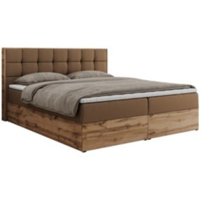 Łóżko kontynentalne MKS Meble ALBERO 1 180x200 H3 Brązowy ecoskóra 1szt.