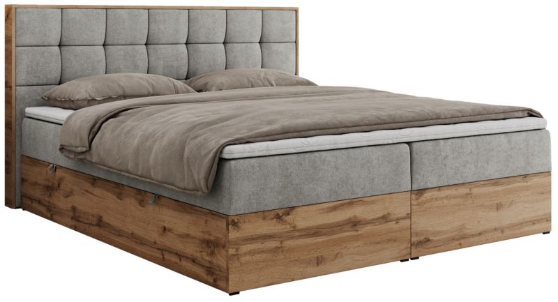 Łóżko kontynentalne MKS Meble ALBERO 1 200x200 H3 Jasnoszary struktura 1szt.