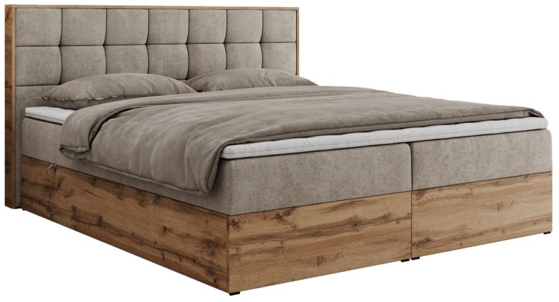 Łóżko kontynentalne MKS Meble ALBERO 1 200x200 H4 Beżowy struktura 1szt.