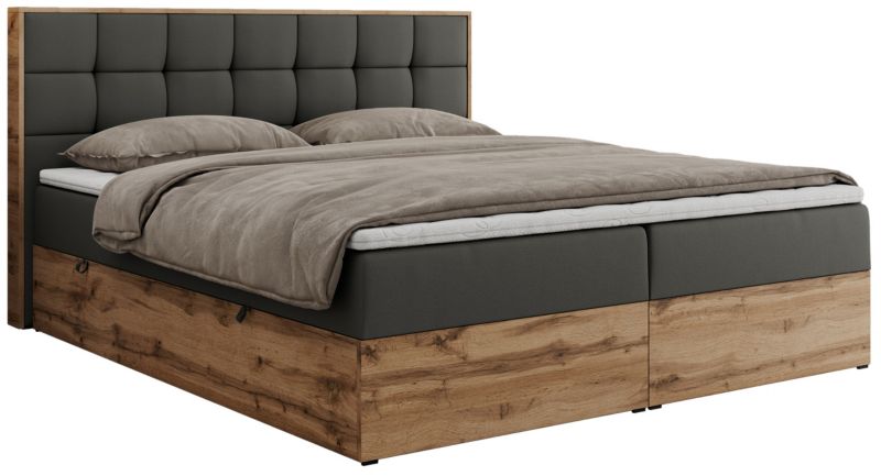 Łóżko kontynentalne MKS Meble ALBERO 1 200x200 H4 Szary ecoskóra 1szt.