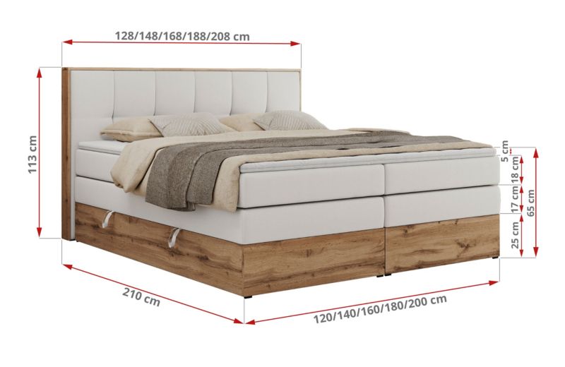 Łóżko kontynentalne MKS Meble ALBERO 1 KING 120x200 H3 Biały ecoskóra 1szt.