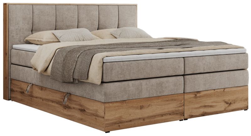 Łóżko kontynentalne MKS Meble ALBERO 1 KING 120x200 H4 Beżowy struktura 1szt.