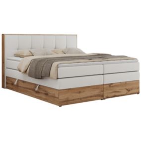 Łóżko kontynentalne MKS Meble ALBERO 1 KING 120x200 H4 Biały ecoskóra 1szt.