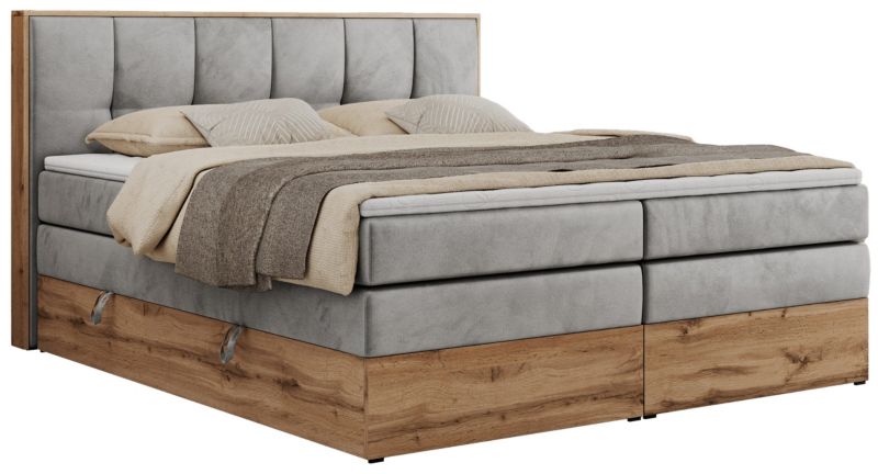 Łóżko kontynentalne MKS Meble ALBERO 1 KING 140x200 H3 Jasnoszary welvet 1szt.
