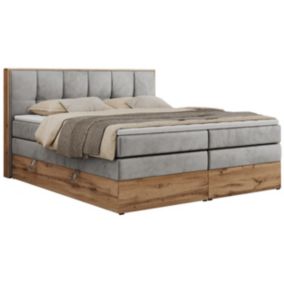 Łóżko kontynentalne MKS Meble ALBERO 1 KING 140x200 H3 Jasnoszary welvet 1szt.
