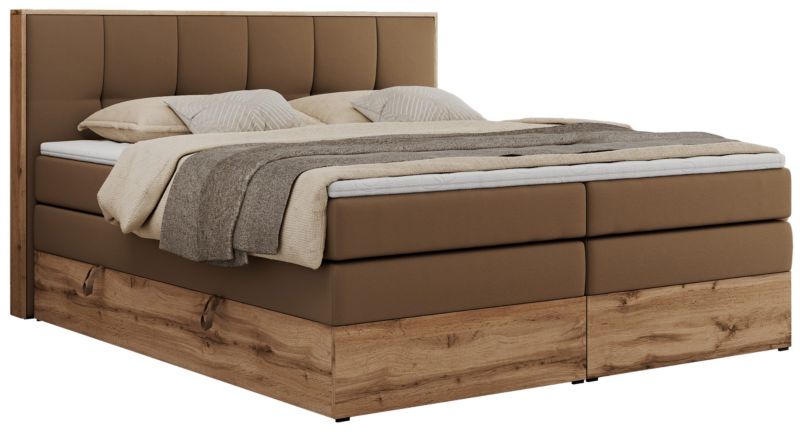 Łóżko kontynentalne MKS Meble ALBERO 1 KING 140x200 H4 Brązowy ecoskóra 1szt.