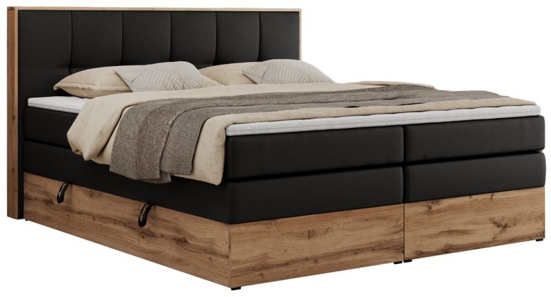 Łóżko kontynentalne MKS Meble ALBERO 1 KING 140x200 H4 Czarny ecoskóra 1szt.