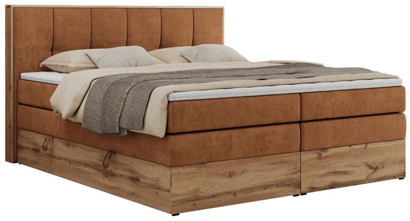 Łóżko kontynentalne MKS Meble ALBERO 1 KING 140x200 H4 Pomarańczowy struktura 1szt.