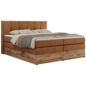 Łóżko kontynentalne MKS Meble ALBERO 1 KING 140x200 H4 Pomarańczowy struktura 1szt.