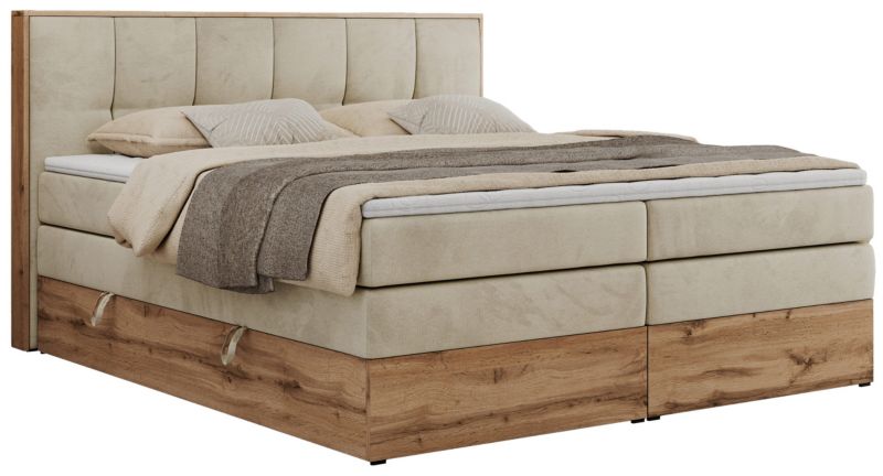 Łóżko kontynentalne MKS Meble ALBERO 1 KING 160x200 H4 Beżowy welvet 1szt.