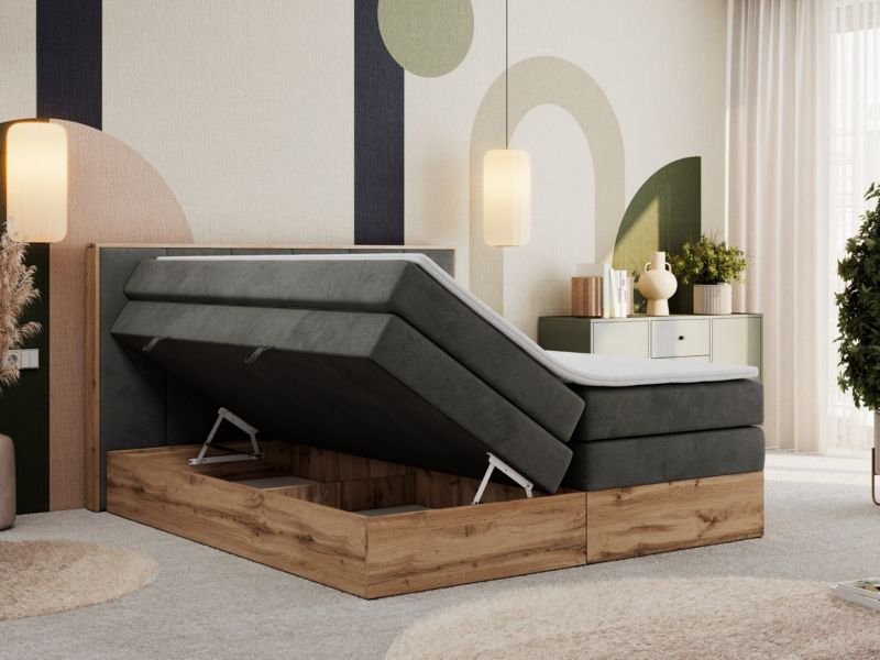 Łóżko kontynentalne MKS Meble ALBERO 1 KING 180x200 H3 Ciemnoszary welvet 1szt.
