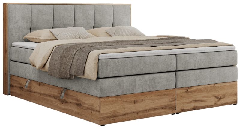 Łóżko kontynentalne MKS Meble ALBERO 1 KING 180x200 H3 Jasnoszary struktura 1szt.