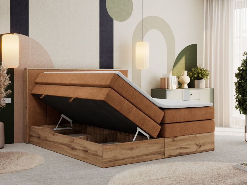 Łóżko kontynentalne MKS Meble ALBERO 1 KING 180x200 H3 Pomarańczowy struktura 1szt.