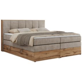 Łóżko kontynentalne MKS Meble ALBERO 1 KING 180x200 H4 Beżowy struktura 1szt.