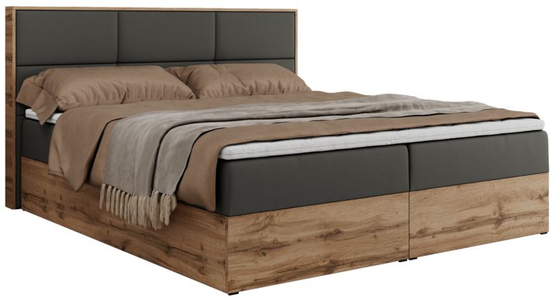 Łóżko kontynentalne MKS Meble ALBERO 2 120x200 H3 Szary ecoskóra 1szt.