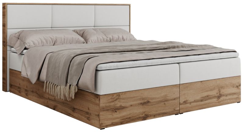 Łóżko kontynentalne MKS Meble ALBERO 2 140x200 H3 Biały ecoskóra 1szt.