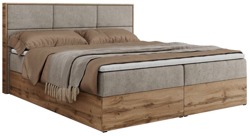 Łóżko kontynentalne MKS Meble ALBERO 2 140x200 H4 Beżowy struktura 1szt.