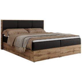 Łóżko kontynentalne MKS Meble ALBERO 2 140x200 H4 Czarny ecoskóra 1szt.
