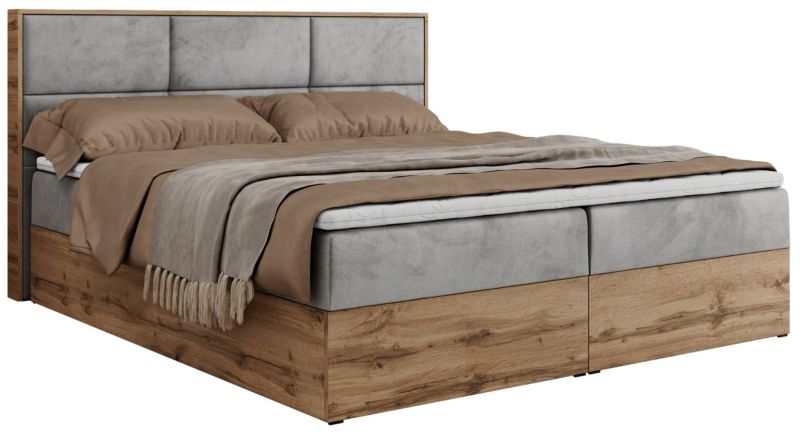 Łóżko kontynentalne MKS Meble ALBERO 2 160x200 H3 Jasnoszary welvet 1szt.