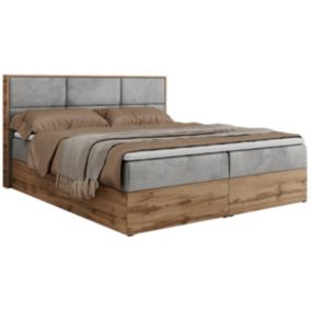 Łóżko kontynentalne MKS Meble ALBERO 2 160x200 H3 Jasnoszary welvet 1szt.