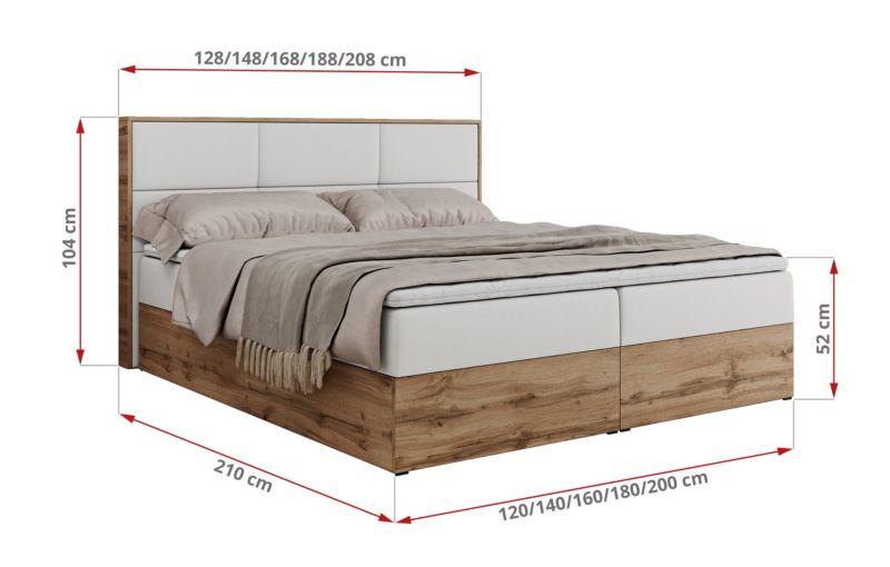 Łóżko kontynentalne MKS Meble ALBERO 2 180x200 H3 Biały ecoskóra 1szt.