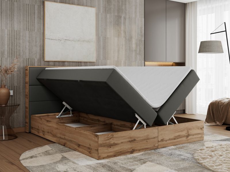 Łóżko kontynentalne MKS Meble ALBERO 2 180x200 H3 Szary ecoskóra 1szt.