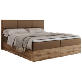 Łóżko kontynentalne MKS Meble ALBERO 2 180x200 H4 Brązowy ecoskóra 1szt.