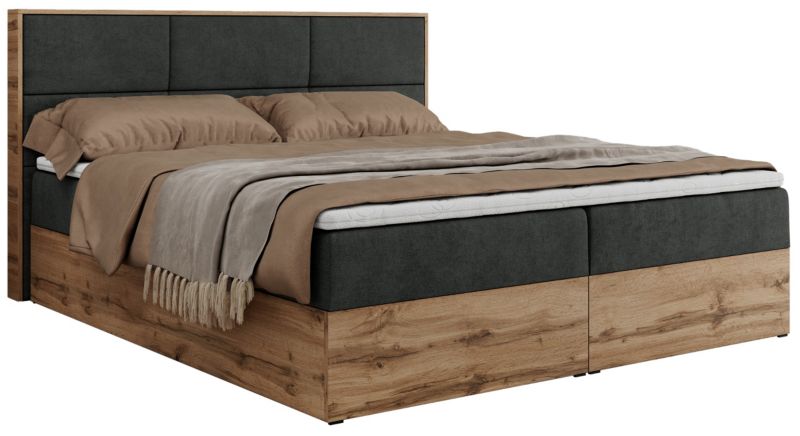 Łóżko kontynentalne MKS Meble ALBERO 2 200x200 H3 Ciemnoszary struktura 1szt.