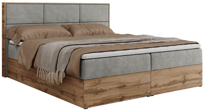 Łóżko kontynentalne MKS Meble ALBERO 2 200x200 H4 Jasnoszary struktura 1szt.