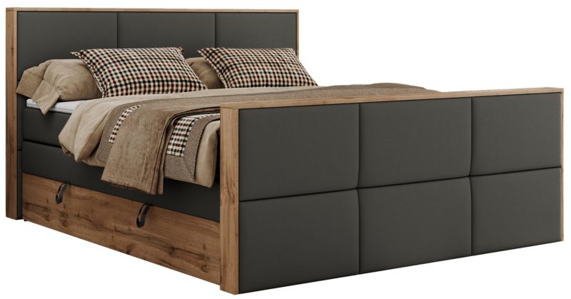 Łóżko kontynentalne MKS Meble ALBERO 2 KING DUO 140x200 H3 Szary ecoskóra 1szt.