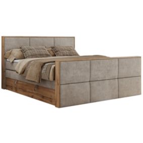 Łóżko kontynentalne MKS Meble ALBERO 2 KING DUO 160x200 H3 Beżowy struktura 1szt.