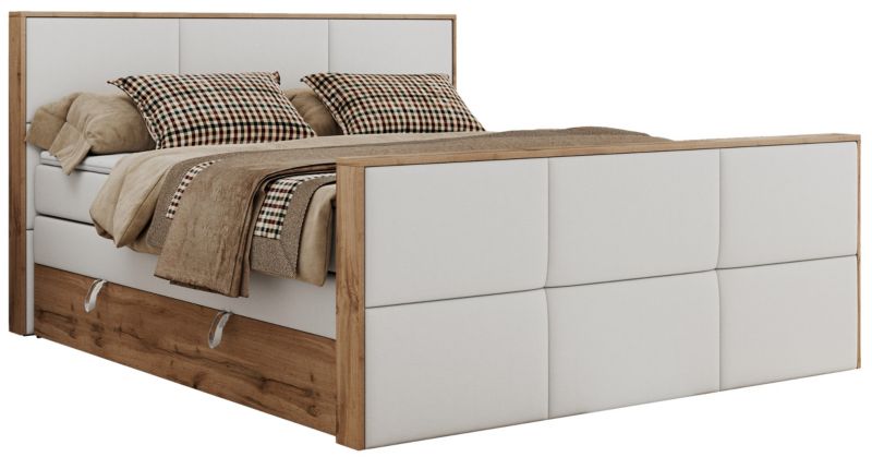 Łóżko kontynentalne MKS Meble ALBERO 2 KING DUO 160x200 H4 Biały ecoskóra 1szt.