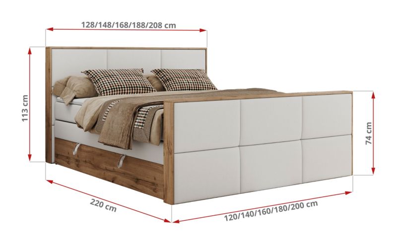 Łóżko kontynentalne MKS Meble ALBERO 2 KING DUO 160x200 H4 Biały ecoskóra 1szt.