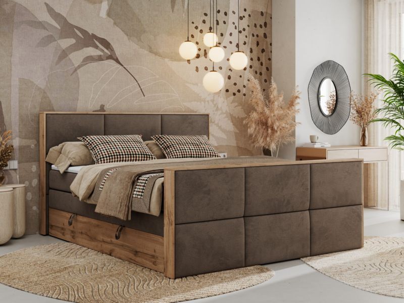 Łóżko kontynentalne MKS Meble ALBERO 2 KING DUO 180x200 H3 Brązowy welvet 1szt.