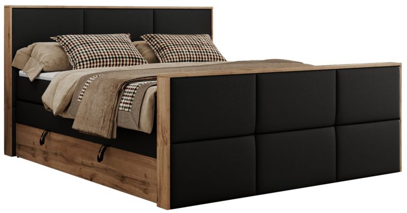 Łóżko kontynentalne MKS Meble ALBERO 2 KING DUO 180x200 H3 Czarny ecoskóra 1szt.