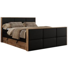 Łóżko kontynentalne MKS Meble ALBERO 2 KING DUO 180x200 H3 Czarny ecoskóra 1szt.