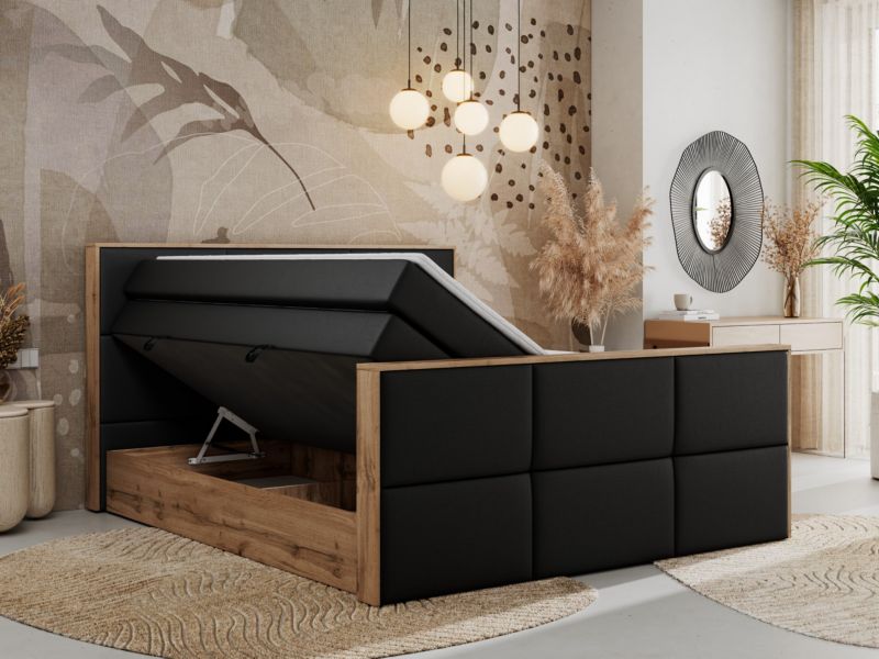 Łóżko kontynentalne MKS Meble ALBERO 2 KING DUO 180x200 H3 Czarny ecoskóra 1szt.