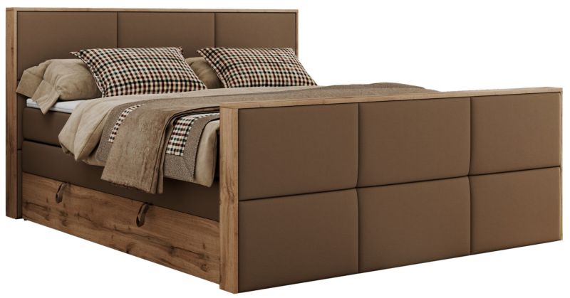 Łóżko kontynentalne MKS Meble ALBERO 2 KING DUO 200x200 H3 Brązowy ecoskóra 1szt.
