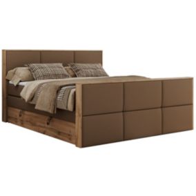 Łóżko kontynentalne MKS Meble ALBERO 2 KING DUO 200x200 H3 Brązowy ecoskóra 1szt.