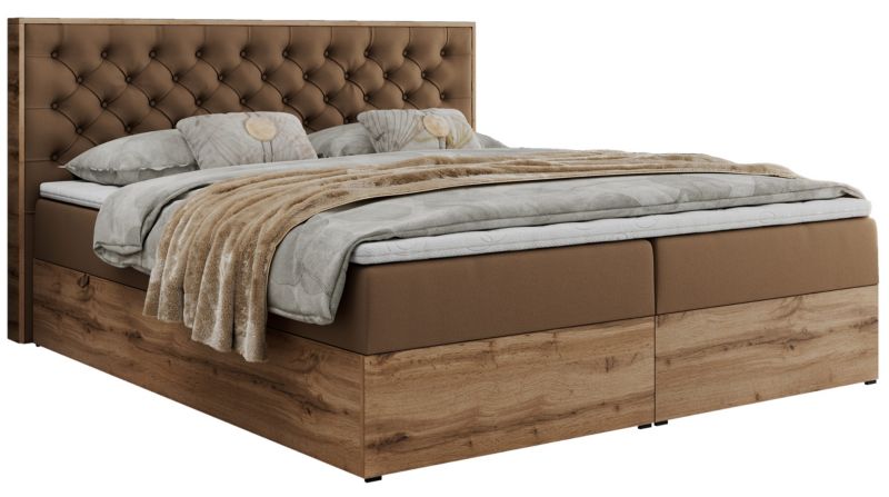 Łóżko kontynentalne MKS Meble ALBERO 3 140x200 H4 Brązowy ecoskóra 1szt.
