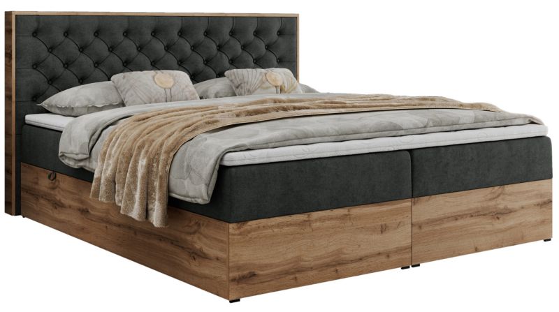 Łóżko kontynentalne MKS Meble ALBERO 3 180x200 H3 Ciemnoszary struktura 1szt.