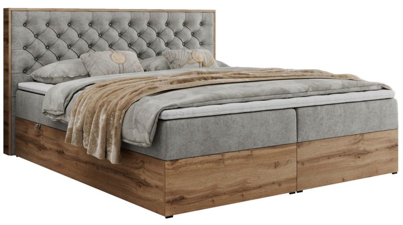 Łóżko kontynentalne MKS Meble ALBERO 3 180x200 H3 Jasnoszary struktura 1szt.
