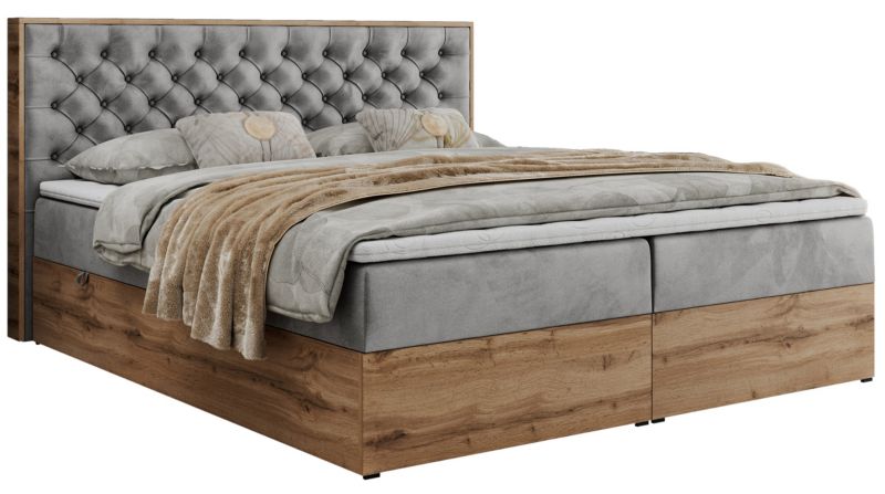 Łóżko kontynentalne MKS Meble ALBERO 3 180x200 H3 Jasnoszary welvet 1szt.
