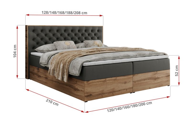 Łóżko kontynentalne MKS Meble ALBERO 3 180x200 H4 Szary ecoskóra 1szt.